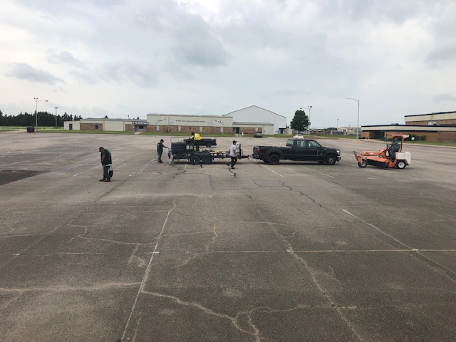 Rader Funeral Home parking lot after Pro-Pave sealcoating and striping